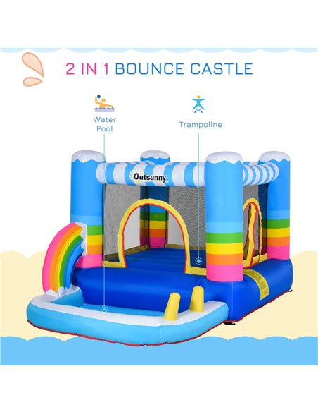 Outsunny Kids Bouncy Castle House Inflatable Trampoline Water Pool 2 in 1 with Blower for Kids Age 3-12 Rainbow Design 2.9 x 2 x - pic 6024 | FastDaddyshop