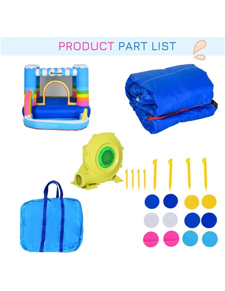 Outsunny Kids Bouncy Castle House Inflatable Trampoline Water Pool 2 in 1 with Blower for Kids Age 3-12 Rainbow Design 2.9 x 2 x - pic 6026 | FastDaddyshop
