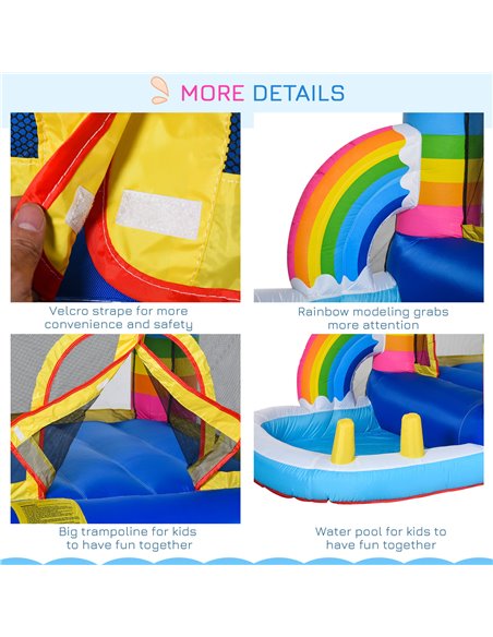 Outsunny Kids Bouncy Castle House Inflatable Trampoline Water Pool 2 in 1 with Blower for Kids Age 3-12 Rainbow Design 2.9 x 2 x - pic 6028 | FastDaddyshop