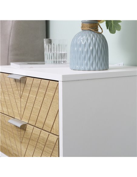 HOMCOM Modern Bedside Table with 2 Drawers and Metal Frame, Sofa Side Table for Bedroom Living Room, White and Oak 831-480 - pic 60292 | FastDaddyshop