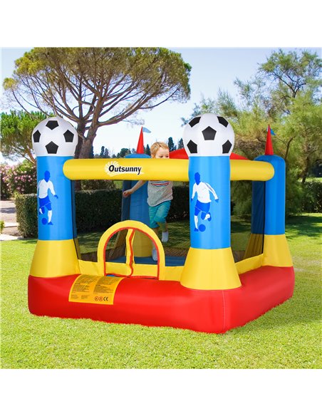 Outsunny Kids Bouncy Castle House Inflatable Trampoline with Blower for Kids Age 3-12 Football Field Design 2.25 x 2.2 x 1.95m - pic 6030 | FastDaddyshop