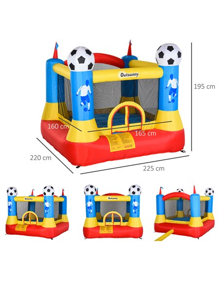 Outsunny Kids Bouncy Castle House Inflatable Trampoline with Blower for Kids Age 3-12 Football Field Design 2.25 x 2.2 x 1.95m - pic 6031 | FastDaddyshop