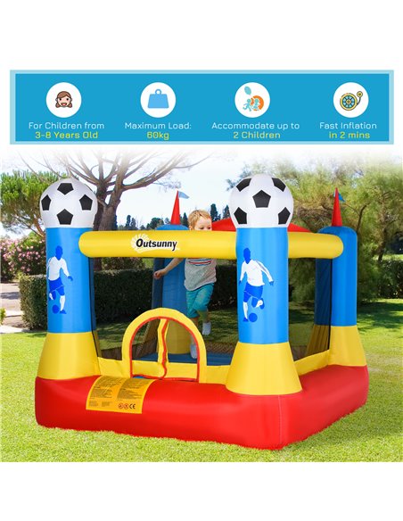 Outsunny Kids Bouncy Castle House Inflatable Trampoline with Blower for Kids Age 3-12 Football Field Design 2.25 x 2.2 x 1.95m - pic 6032 | FastDaddyshop