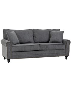 HOMCOM 2 Seater Sofas for Living Room, Fabric Sofa with Nailhead Trim, Loveseat with Cushions and Throw Pillows, Grey 839-499V71