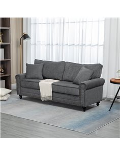 HOMCOM 2 Seater Sofas for Living Room, Fabric Sofa with Nailhead Trim, Loveseat with Cushions and Throw Pillows, Grey 839-499V71 2