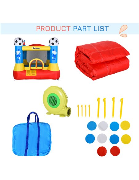 Outsunny Kids Bouncy Castle House Inflatable Trampoline with Blower for Kids Age 3-12 Football Field Design 2.25 x 2.2 x 1.95m - pic 6035 | FastDaddyshop