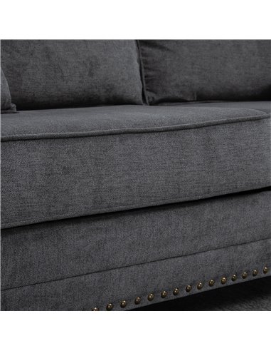 HOMCOM 2 Seater Sofas for Living Room, Fabric Sofa with Nailhead Trim, Loveseat with Cushions and Throw Pillows, Grey 839-499V71