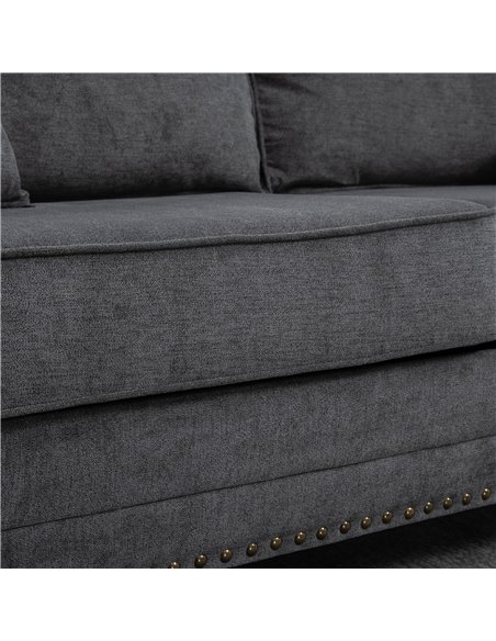 HOMCOM 2 Seater Sofas for Living Room, Fabric Sofa with Nailhead Trim, Loveseat with Cushions and Throw Pillows, Grey 839-499V71 - pic 60354 | FastDaddyshop