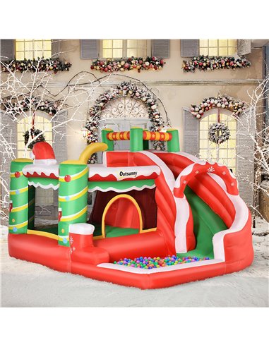 Outsunny Kids Bounce Castle House Inflatable Trampoline Slide Water Pool Climbing Wall 4 in 1 with Inflator Carrybag for Kids Ag