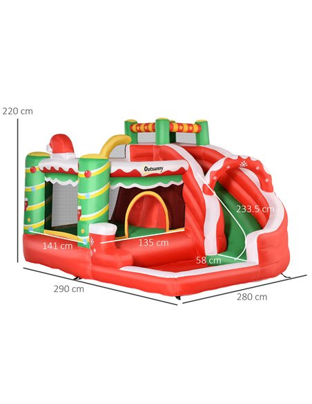 Outsunny Kids Bounce Castle House Inflatable Trampoline Slide Water Pool Climbing Wall 4 in 1 with Inflator Carrybag for Kids Ag - pic 6039 | FastDaddyshop