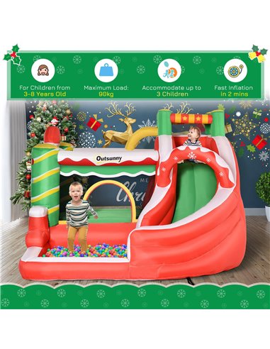 Outsunny Kids Bounce Castle House Inflatable Trampoline Slide Water Pool Climbing Wall 4 in 1 with Inflator Carrybag for Kids Ag