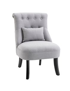 HOMCOM Fabric Single Sofa Dining Chair, Grey 833-727V71LG