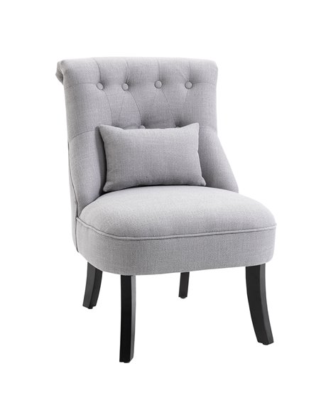 HOMCOM Fabric Single Sofa Dining Chair, Grey 833-727V71LG - pic 60402 | FastDaddyshop