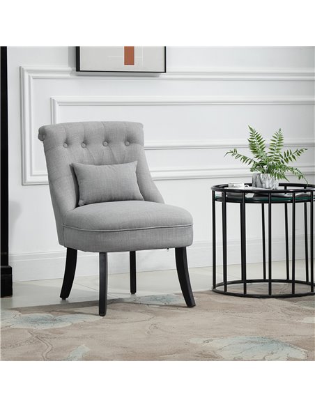 HOMCOM Fabric Single Sofa Dining Chair Tub Chair Upholstered W/ Pillow Solid Wood Leg Home Living Room Furniture Grey 833-727V71 - pic 60403 | FastDaddyshop
