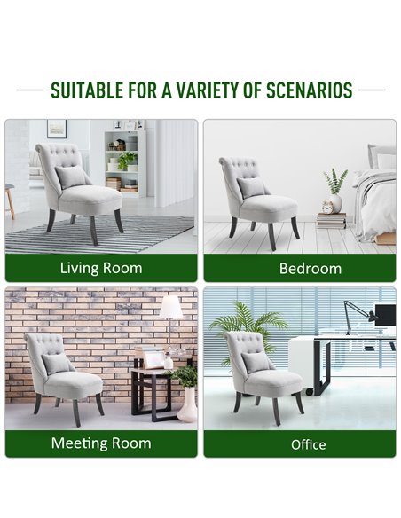 HOMCOM Fabric Single Sofa Dining Chair Tub Chair Upholstered W/ Pillow Solid Wood Leg Home Living Room Furniture Grey 833-727V71 - pic 60406 | FastDaddyshop