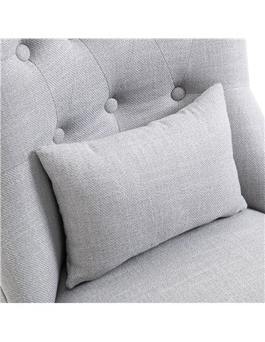 HOMCOM Fabric Single Sofa Dining Chair Tub Chair Upholstered W/ Pillow Solid Wood Leg Home Living Room Furniture Grey 833-727V71