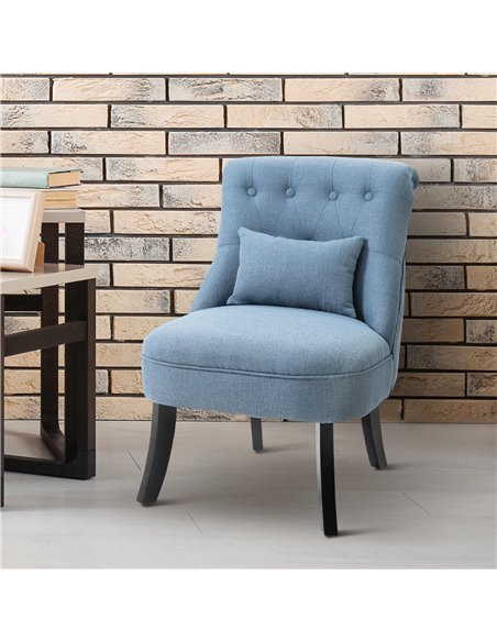 HOMCOM Fabric Single Sofa Dining Chair Tub Chair Upholstered W/ Pillow Solid Wood Leg Home Living Room Furniture Blue 833-727V71 - pic 60412 | FastDaddyshop