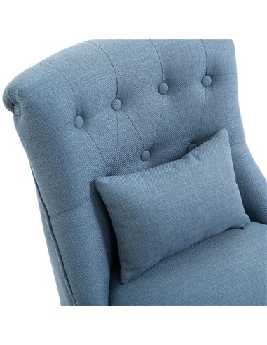 HOMCOM Fabric Single Sofa Dining Chair Tub Chair Upholstered W/ Pillow Solid Wood Leg Home Living Room Furniture Blue 833-727V71