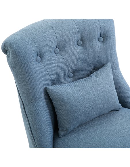HOMCOM Fabric Single Sofa Dining Chair Tub Chair Upholstered W/ Pillow Solid Wood Leg Home Living Room Furniture Blue 833-727V71 - pic 60417 | FastDaddyshop