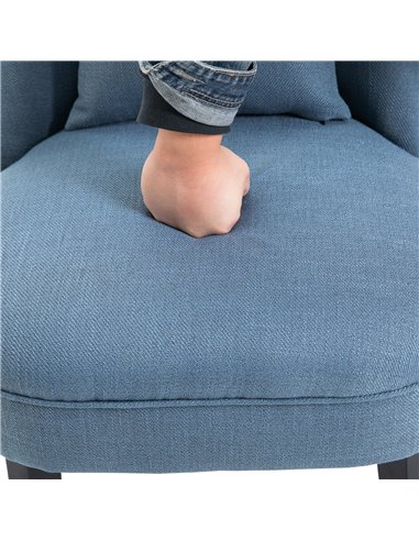HOMCOM Fabric Single Sofa Dining Chair Tub Chair Upholstered W/ Pillow Solid Wood Leg Home Living Room Furniture Blue 833-727V71