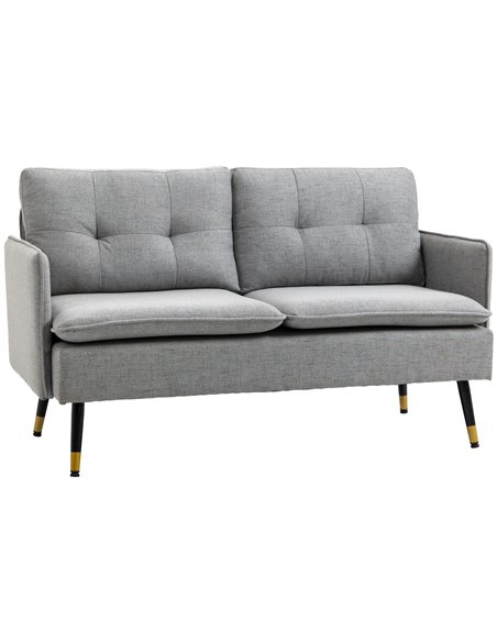 HOMCOM 2 Seater Sofas for Living Room, Fabric Couch, Button Tufted Love Seat with Cushions, Grey 839-622V70GY - pic 60438 | FastDaddyshop