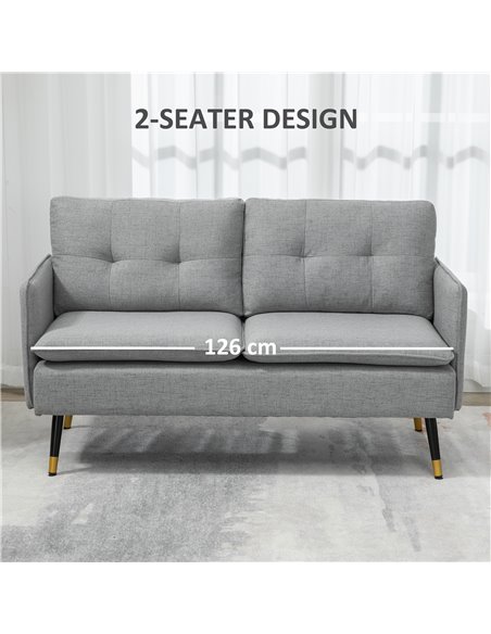 HOMCOM 2 Seater Sofas for Living Room, Fabric Couch, Button Tufted Love Seat with Cushions, Grey 839-622V70GY - pic 60443 | FastDaddyshop