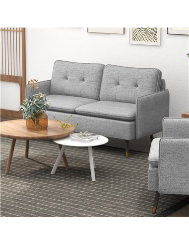 HOMCOM 2 Seater Sofas for Living Room, Fabric Couch, Button Tufted Love Seat with Cushions, Grey 839-622V70GY