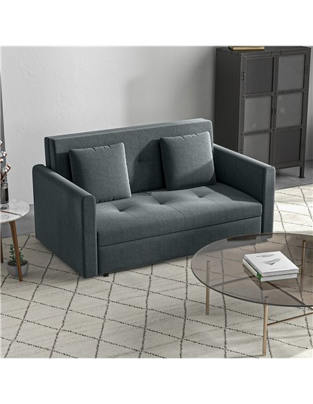 HOMCOM 2 Seater Sofa Bed, Convertible Bed Settee, Modern Fabric Loveseat Sofa Couch w/ 2 Cushions, Hidden Storage for Guest Room - pic 60448 | FastDaddyshop