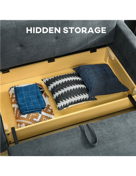 HOMCOM 2 Seater Sofa Bed, Convertible Bed Settee, Modern Fabric Loveseat Sofa Couch w/ 2 Cushions, Hidden Storage for Guest Room - pic 60451 | FastDaddyshop