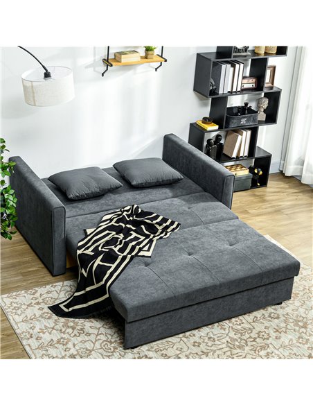 HOMCOM 2 Seater Sofa Bed, Convertible Bed Settee, Modern Fabric Loveseat Sofa Couch w/ 2 Cushions, Hidden Storage for Guest Room - pic 60453 | FastDaddyshop