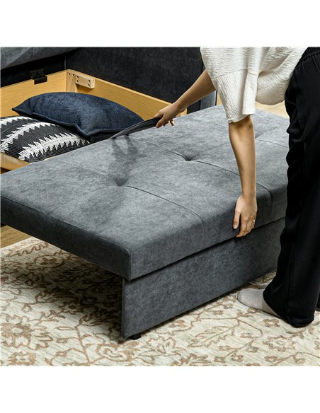 HOMCOM 2 Seater Sofa Bed, Convertible Bed Settee, Modern Fabric Loveseat Sofa Couch w/ 2 Cushions, Hidden Storage for Guest Room - pic 60454 | FastDaddyshop