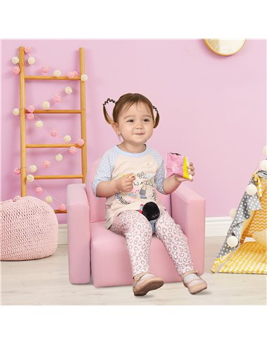 HOMCOM 2 In 1 Toddler Sofa Chair,  48 x 44 x 41 cm, for Game Relax Playroom, Pink 310-021V70PK