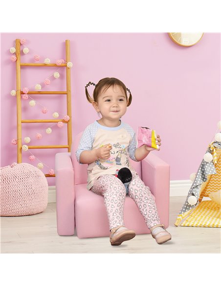 HOMCOM 2 In 1 Toddler Sofa Chair,  48 x 44 x 41 cm, for Game Relax Playroom, Pink 310-021V70PK - pic 60457 | FastDaddyshop
