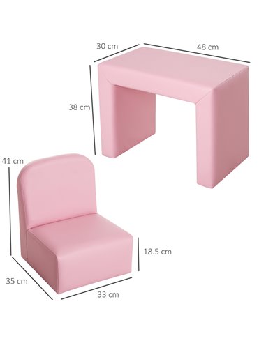HOMCOM 2 In 1 Toddler Sofa Chair,  48 x 44 x 41 cm, for Game Relax Playroom, Pink 310-021V70PK