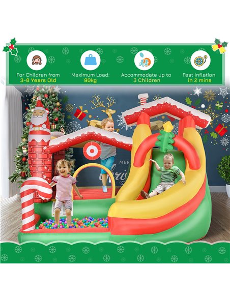 Outsunny Kids Bounce Castle Inflatable House Trampoline Slide Water Pool Climbing Wall 4 in 1 with Inflator Carrybag for Kids Ag - pic 6048 | FastDaddyshop