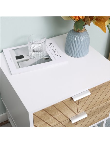 HOMCOM Modern Bedside Table Set of 2, with 2 Drawers and Metal Frame, Sofa Side Table, White and Oak 831-P069 - pic 60481 | FastDaddyshop