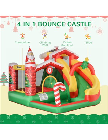 Outsunny Kids Bounce Castle Inflatable House Trampoline Slide Water Pool Climbing Wall 4 in 1 with Inflator Carrybag for Kids Ag