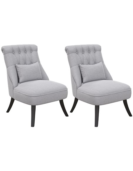 HOMCOM Fabric Single Sofa Dining Chair Set of 2, Grey 833-P055 - pic 60492 | FastDaddyshop