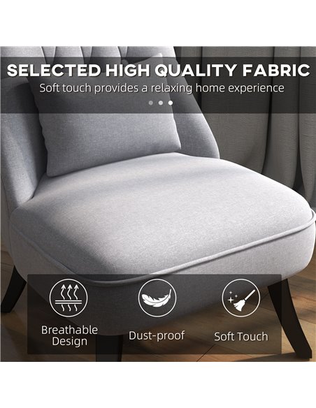 HOMCOM Fabric Single Sofa Dining Chair Tub Chair Upholstered W/ Pillow Solid Wood Leg Home Living Room Furniture Set of 2 Grey 8 - pic 60496 | FastDaddyshop
