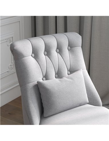 HOMCOM Fabric Single Sofa Dining Chair Tub Chair Upholstered W/ Pillow Solid Wood Leg Home Living Room Furniture Set of 2 Grey 8
