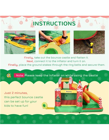Outsunny Kids Bounce Castle Inflatable House Trampoline Slide Water Pool Climbing Wall 4 in 1 with Inflator Carrybag for Kids Ag