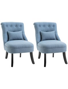 HOMCOM Fabric Single Sofa Dining Chair Set of 2, Blue 833-P054
