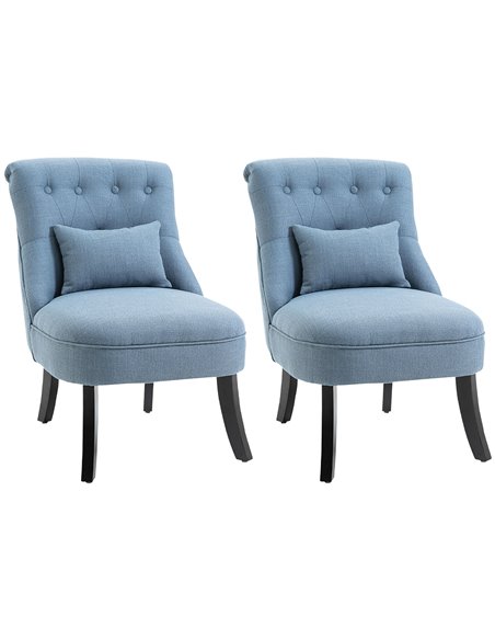 HOMCOM Fabric Single Sofa Dining Chair Set of 2, Blue 833-P054 - pic 60501 | FastDaddyshop