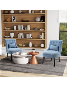 HOMCOM Fabric Single Sofa Dining Chair Set of 2, Blue 833-P054 2
