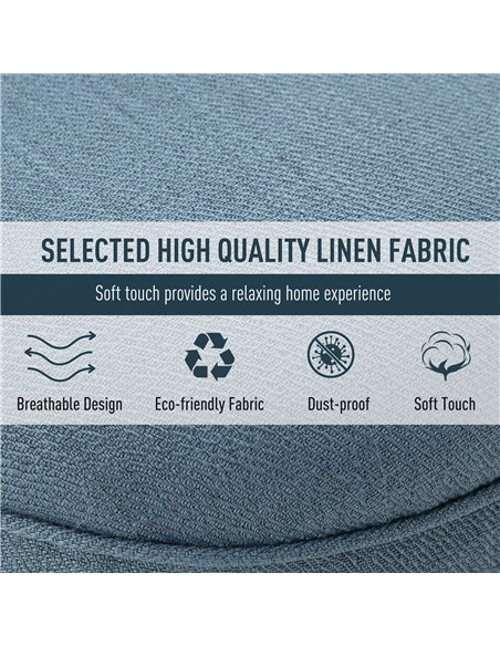HOMCOM Fabric Single Sofa Dining Chair Tub Chair Upholstered W/ Pillow Solid Wood Leg Home Living Room Furniture Set of 2 Blue 8 - pic 60505 | FastDaddyshop