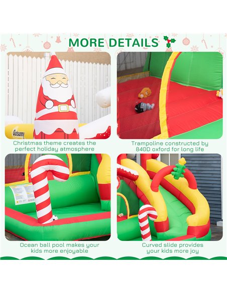 Outsunny Kids Bounce Castle Inflatable House Trampoline Slide Water Pool Climbing Wall 4 in 1 with Inflator Carrybag for Kids Ag - pic 6051 | FastDaddyshop