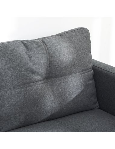 HOMCOM 133cm Loveseat Sofa, Modern Fabric Couch with Steel Legs, Upholstered 2 Seater Sofa for Living Room, Bedroom, Dark Grey 8