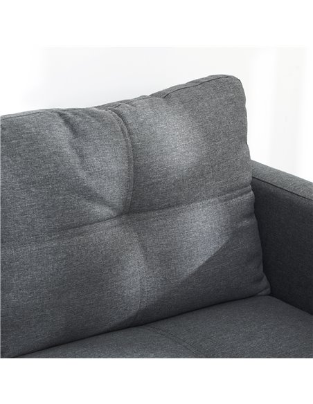 HOMCOM 133cm Loveseat Sofa, Modern Fabric Couch with Steel Legs, Upholstered 2 Seater Sofa for Living Room, Bedroom, Dark Grey 8 - pic 60517 | FastDaddyshop