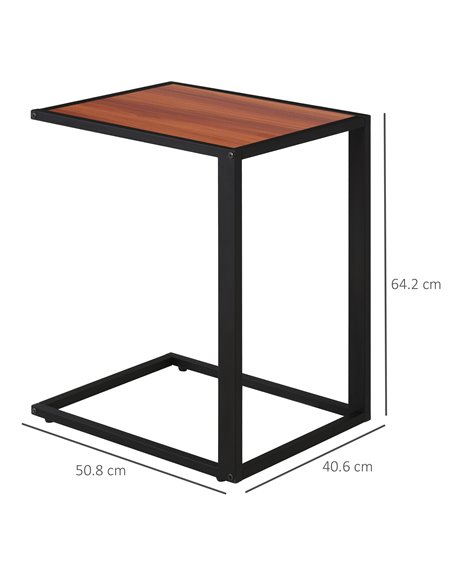 HOMCOM C-Shaped Sofa End Table Set of 2, Metal Frame Accent Couch Table for Living Room, Bedroom, Walnut and Black 838-P018 - pic 60521 | FastDaddyshop