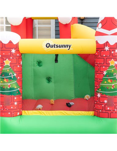 Outsunny Kids Bounce Castle Inflatable House Trampoline Slide Water Pool Climbing Wall 4 in 1 with Inflator Carrybag for Kids Ag
